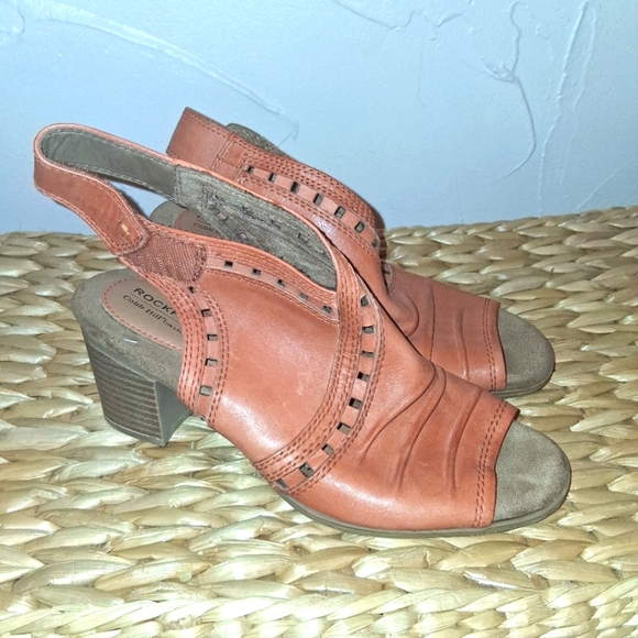 ROCKPORT 2-1/2 inch Leather Heels in Cognac Cobb Hill Collection Size 8 - Picture 1 of 7